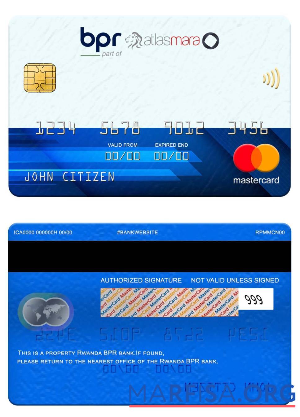 Realistic Rwanda BPR bank mastercard real example